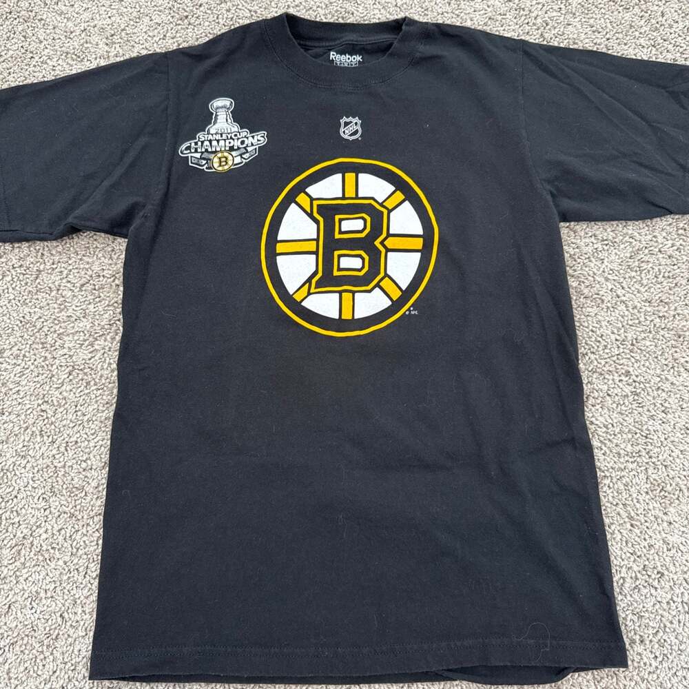 Boston Bruins Tim Thomas 30 2011 Stanley Cup Champions NHL Reebok‎ Tee S EUC